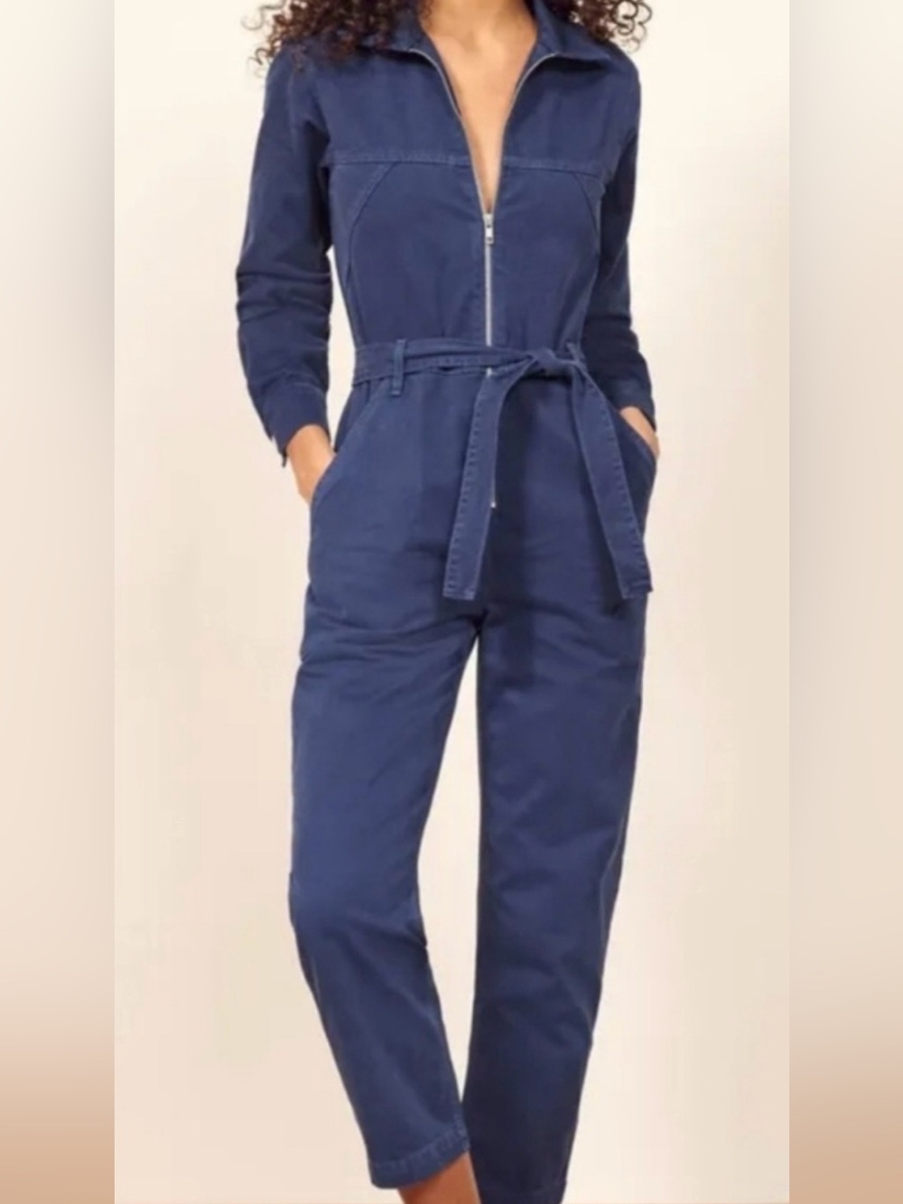 REFORMATION “Ricky” longsleeve indigo denim jumpsuit size 4 💙✨